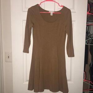 Long sleeve beige skater dress!